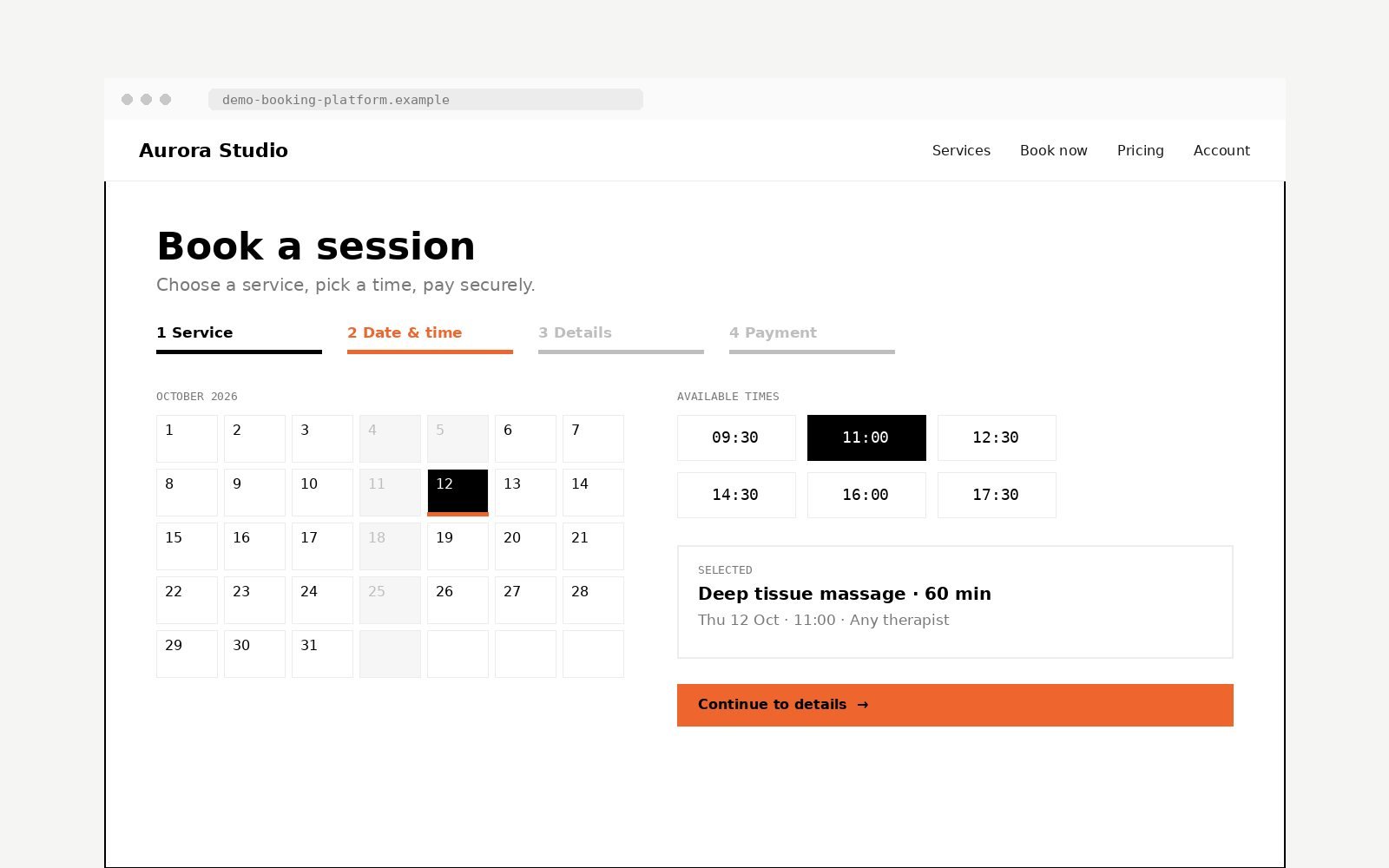 WooCommerce Booking Platform — demo screenshot