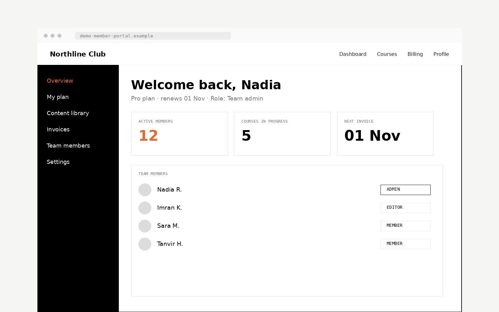 Membership & Subscription Portal — demo screenshot