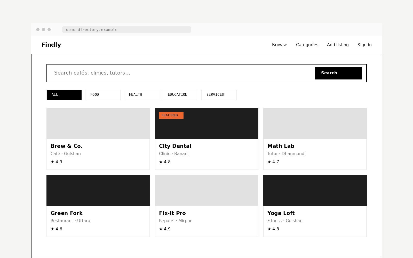 Dynamic Directory Website — demo screenshot